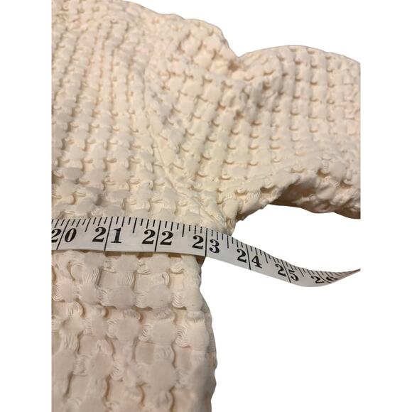 OAS Men’s Large Textured Waffle Cotton Shirt Short Sleeve Button Front Cream - Picture 5 of 7